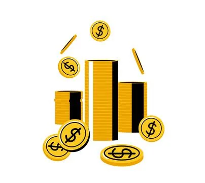 Money coins stack vector illustration. Gold dollar currency for wealth, fin.. Stock Illustration