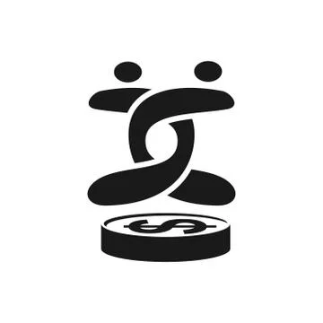 Money Commitment Teamwork Together Black Logo Stock Illustration
