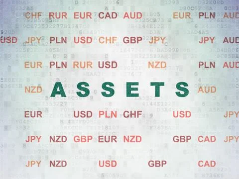 Money concept: Assets on Digital Data Paper background Stock Illustration