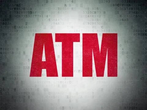 Money concept: ATM on Digital Data Paper background Stock Illustration