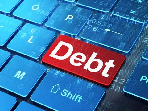 Money concept: Debt on computer keyboard background Stock Illustration