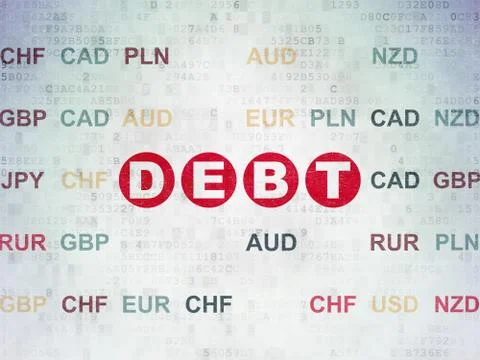 Money concept: Debt on Digital Data Paper background Stock Illustration