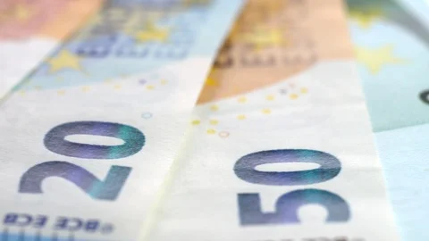 Money concept. Euro notes spinning Video stock 104166136