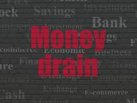 Money concept: Money Drain on wall background Stock Illustration