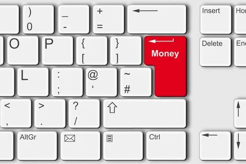 Money concept PC computer keyboard 3d illustration Stock Illustration