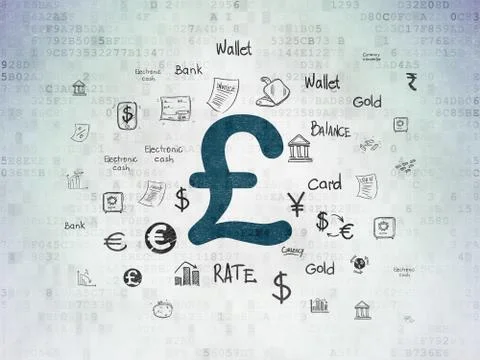 Money concept: Pound on Digital Data Paper background Stock Illustration