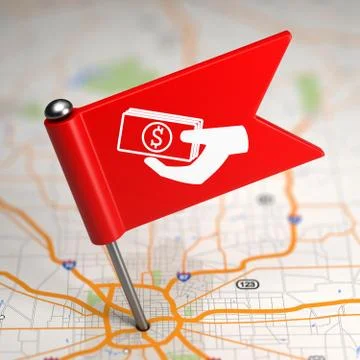 Money Concept - Small Flag on a Map Background. Stock Illustration