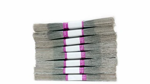 Money concept - stack of banknotes packages increases and decreases Stock Footage