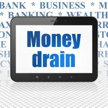 Money concept: Tablet Computer with Money Drain on display Ilustração Stock