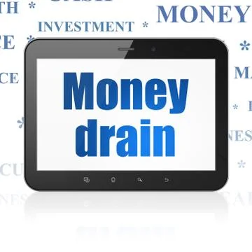 Money concept: Tablet Computer with Money Drain on display Ilustração Stock
