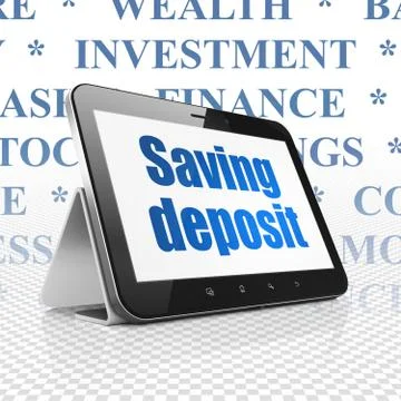 Money concept: Tablet Computer with Saving Deposit on display Stock Illustration
