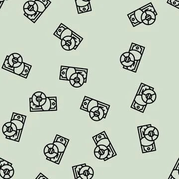 Money control line vector seamless pattern Stock Illustration