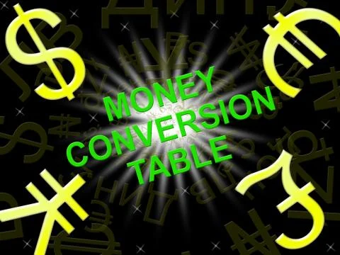 Money Conversion Table Means Converting Cash 3d Illustration Illustrazione stock