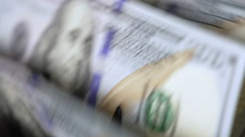 Money counter machine counting New 100 US dollar. Stock Footage 162743761