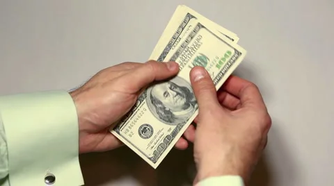 Money Counting, American Dollars, Rich Business Man Earning, US Currency, Bills Stock Footage