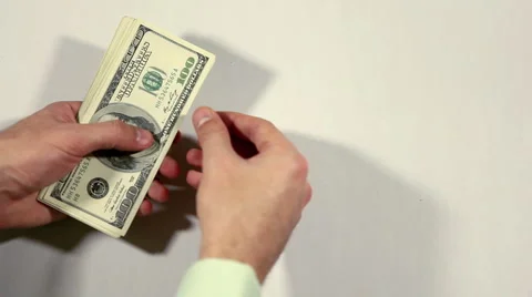 Money Counting, American Dollars, Rich Business Man Earning, US Currency, Bills Stock Footage