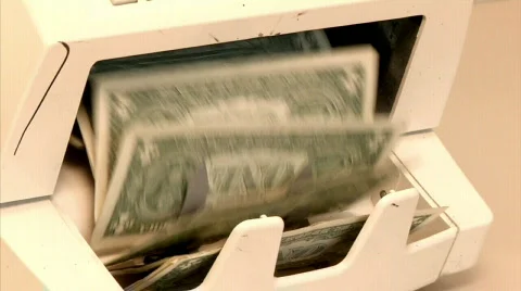 Money Counting Machine 1384 Stock Footage