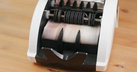 Money counting machine for counting Hong Kong dollar Video stock 96005944