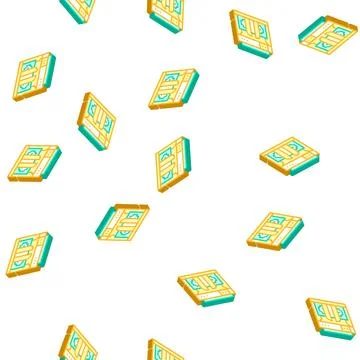 Money counting machine isometric icon seamless pattern イラスト素材
