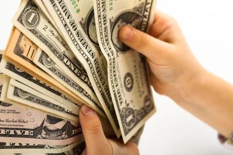 Money counting Stock Photos