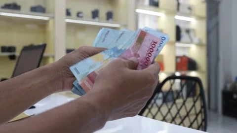 Money counting rupiah Stock Footage 230134428