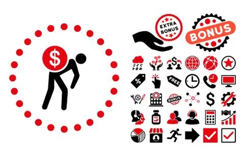 Money Courier Flat Vector Icon with Bonus Stock Illustration