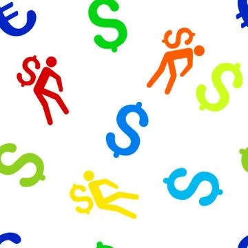 Money Courier Flat Vector Seamless Pattern Stockillustratie