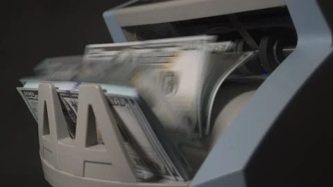 Money currency counting machine counts a pack of 50 USD 動画素材 170142401