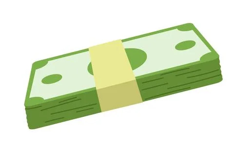 Money currency note template design in green color. Stack of dollars. Stock Illustration