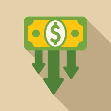 Money decrease with downward arrows and dollar bill Stock Illustration