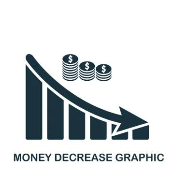 Money Decrease Graphic icon. Mobile app, printing, web site icon. Simple element 库存插图