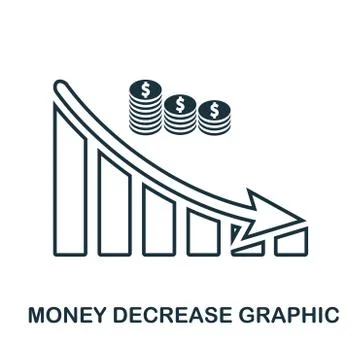Money Decrease Graphic icon. Mobile app, printing, web site icon. Simple element Illustrazione stock