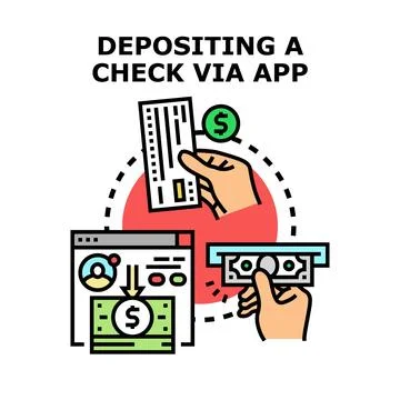 Money deposit methods using mobile app and atm イラスト素材