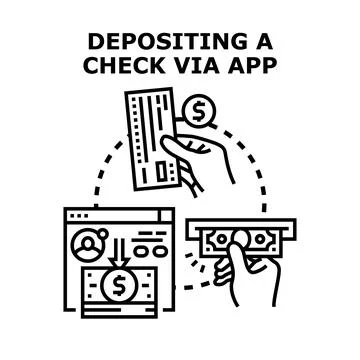Money deposit methods using mobile app and atm イラスト素材