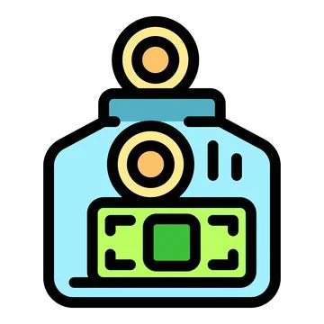Money detector identifying banknote nominal value using camera lens Stock Illustration