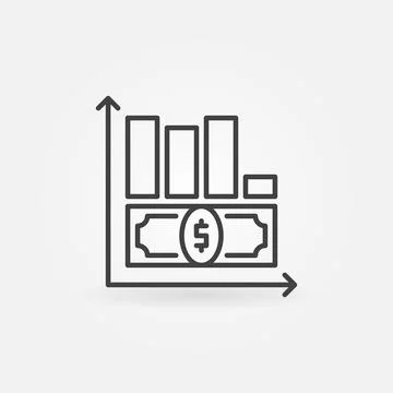 Money Devaluation Graph vector Currency Value Lowering line icon Illustrazione stock