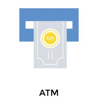Money dispenser, flat vector Stock Illustration