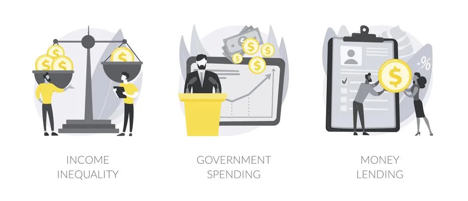 Money distribution abstract concept vector illustrations. Stock Illustration