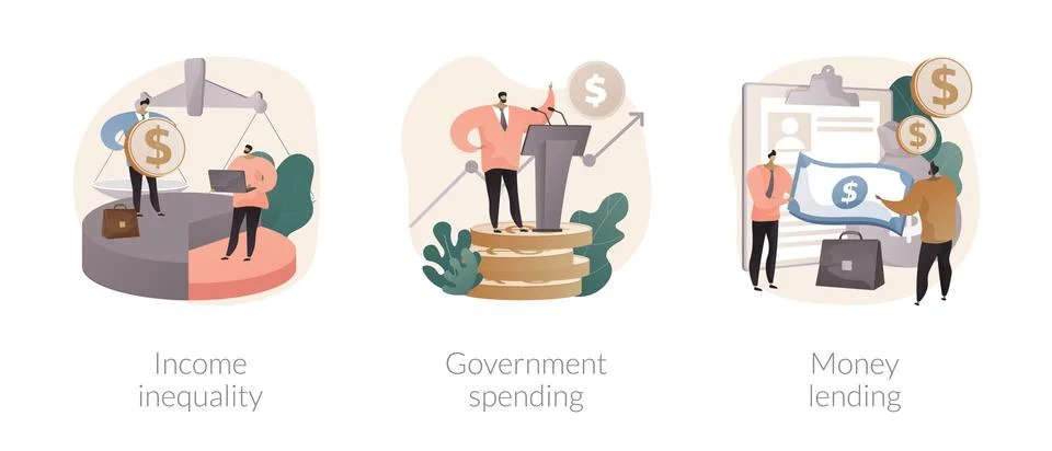 Money distribution abstract concept vector illustrations. Stock Illustration