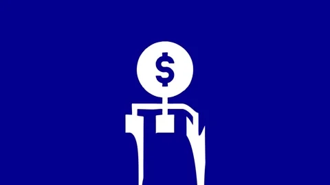 Money distribution process shown on blue backdrop Stock Footage 327761826