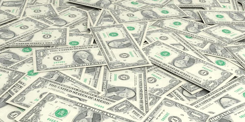 Money dollar 1 stack all background Illustrazione stock