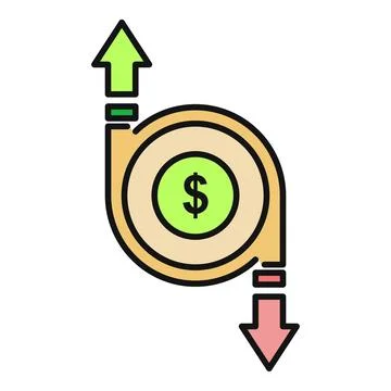 Money dollar currency flow up down arrows icon Stock Illustration