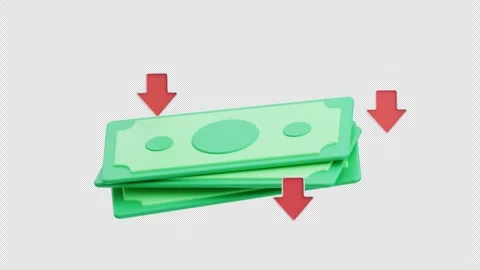 Money Dollar Decrease 3D Animated Stockbeeldmateriaal 318517509