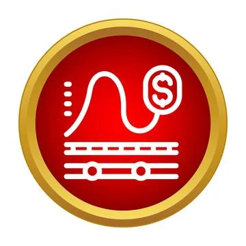 Money dollar sign on roller coaster track representing financial risk Stock Illustration