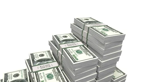 Money Dollar Stack Rising in a 3D animation Stock Footage 241635556