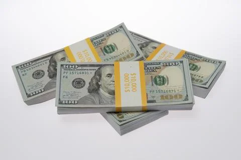 Money in dollar stack in studio. Money in hundred dollar bills. Money in do.. Stock Photos