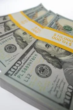 Money in dollar stack in studio. Money in american dollar currency. Money i.. Stock Photos