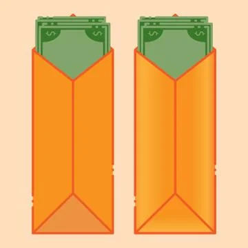 Money, dollars in an envelope. Illustrazione stock