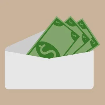 Money, dollars in an envelope. Illustrazione stock