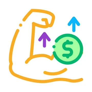 Money earned by force icon vector outline illustration Stock Illustration